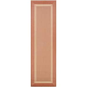 Recife Stria Texture Natural-Terracotta 2 ft. x 8 ft. Indoor/Outdoor Runner Rug