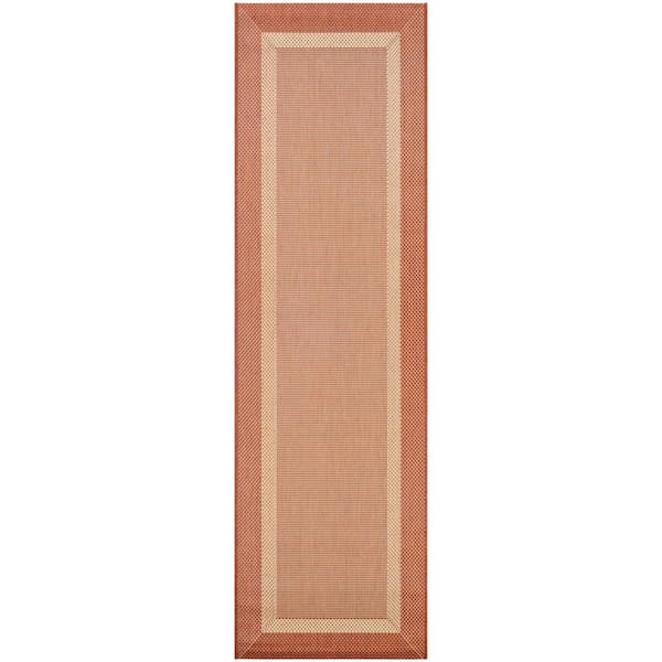 Couristan Recife Stria Texture Natural-Terracotta 2 ft. x 8 ft. Indoor/Outdoor Runner Rug
