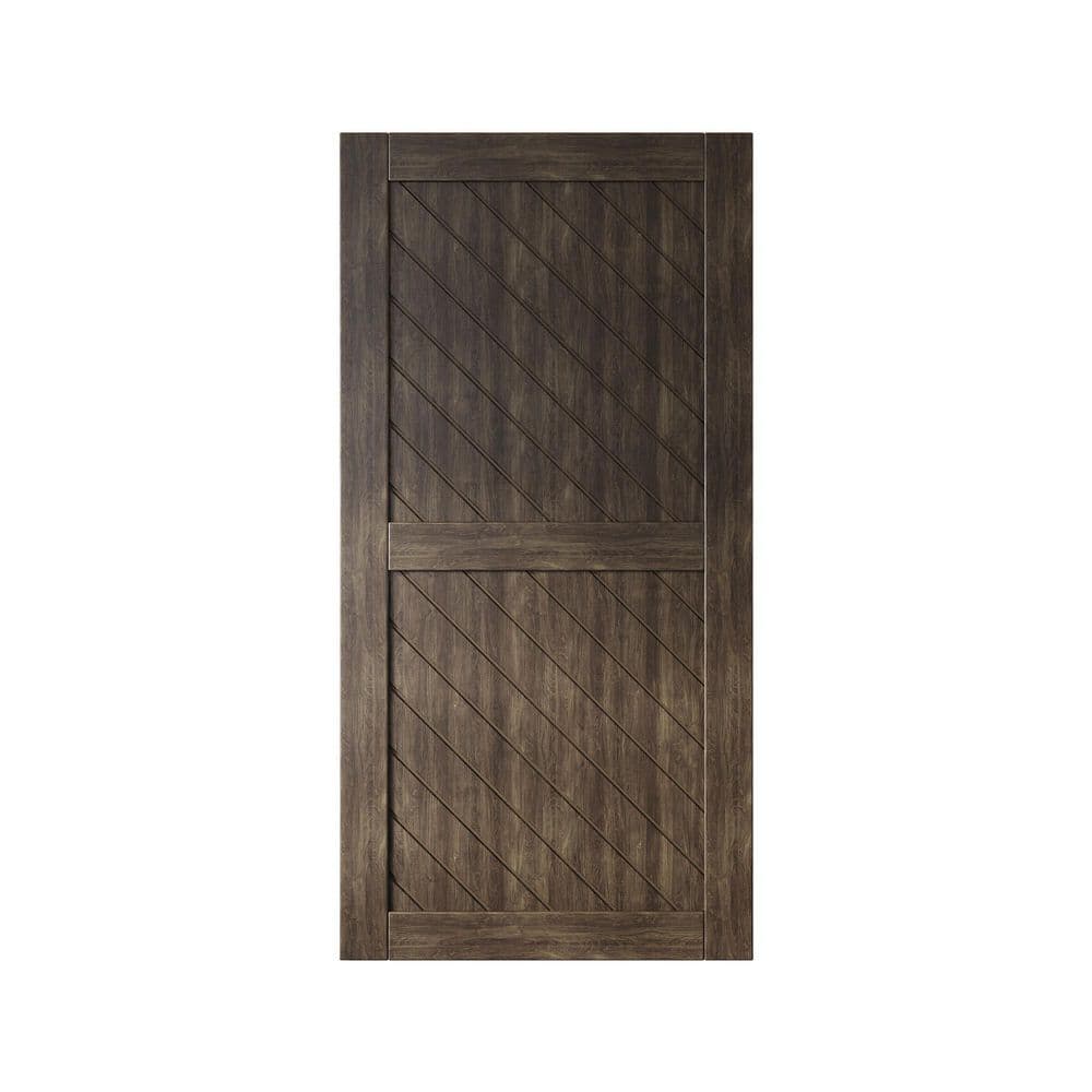 XT2 36 in. x 80 in. C-Panel Solid Core Ebony Slanted Stripe Design Pine Wood Interior Sliding Barn Door Slab price history on PriceWatchPro