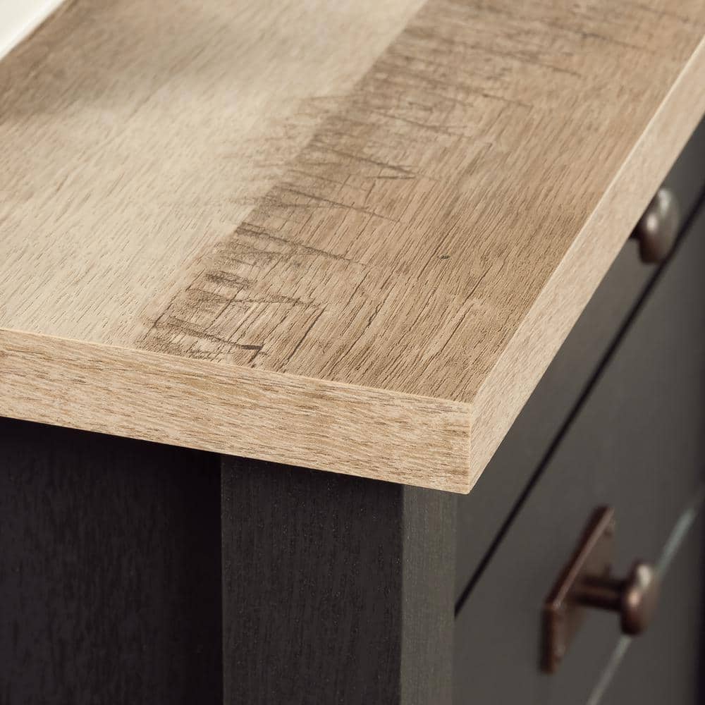 Raven Oak L-Shaped Corner Computer Desk with Drawers and Filing Cabinet