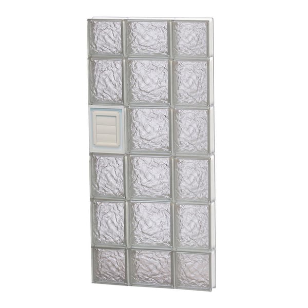 Clearly Secure 19.25 in. x 42.5 in. x 3.125 in. Frameless Ice Pattern Glass Block Window with Dryer Vent