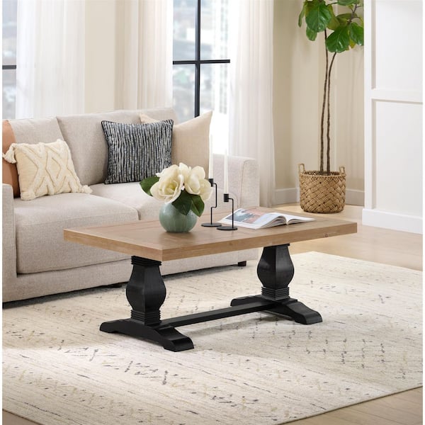 Napa 50 in. Black and Driftwood Brown Rectangle Solid Wood Coffee Table
