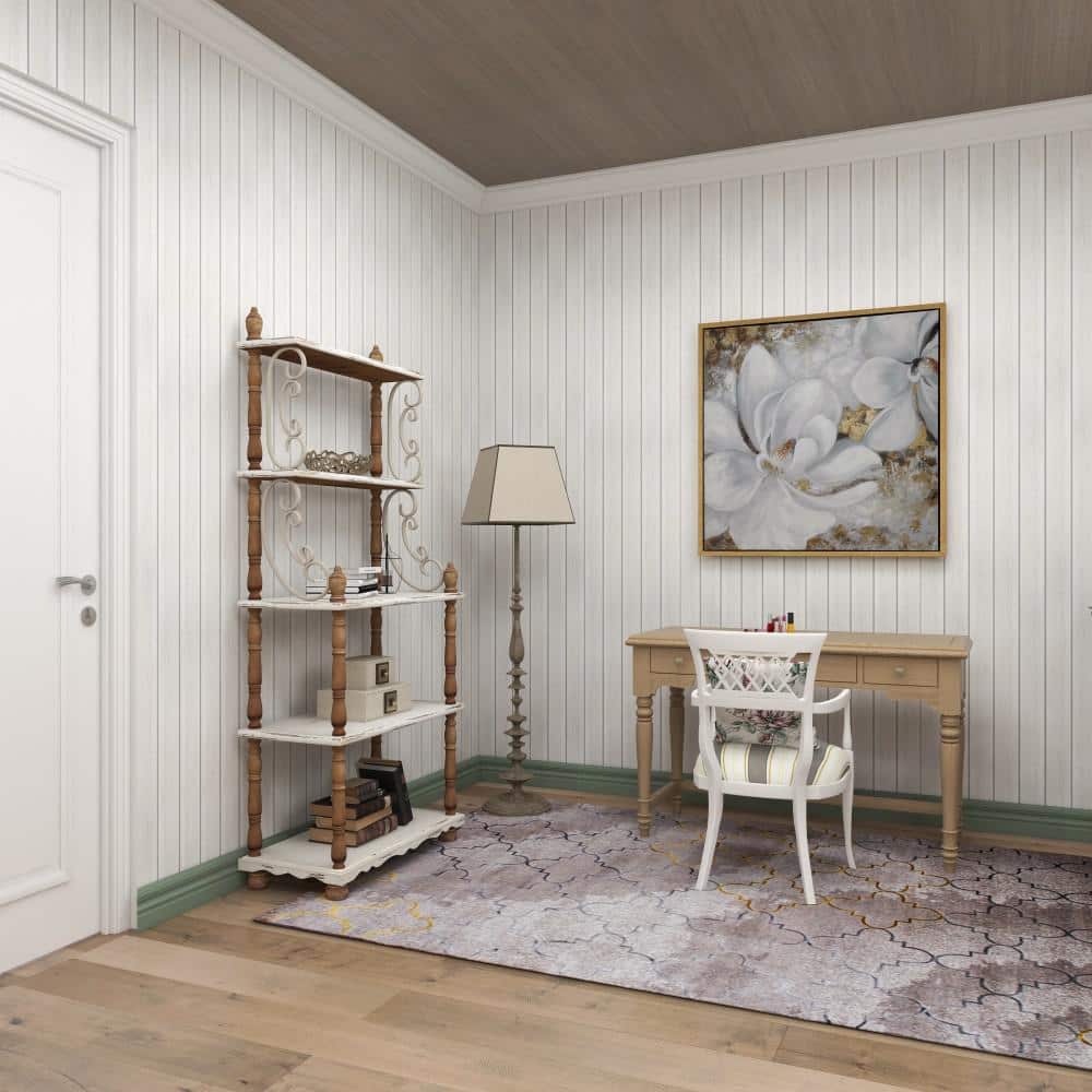 75" White and Brown Wood 5-Tier Farmhouse Baker's Rack