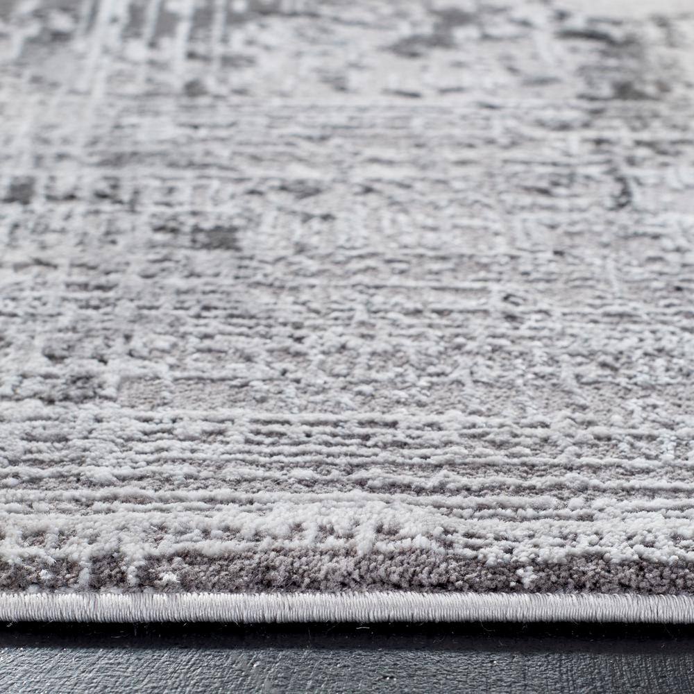Gray and Dark Gray Abstract Synthetic Area Rug