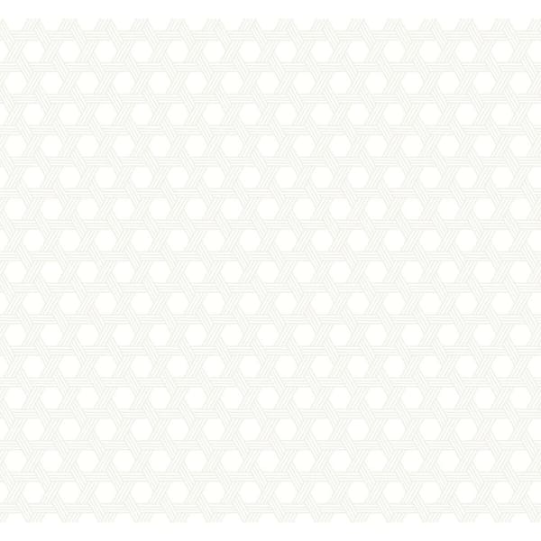 LILLIAN AUGUST Luxe Retreat Gray and Eggshell Cabana Wicker Paper Unpasted Wallpaper Roll (60.75 sq. ft.)