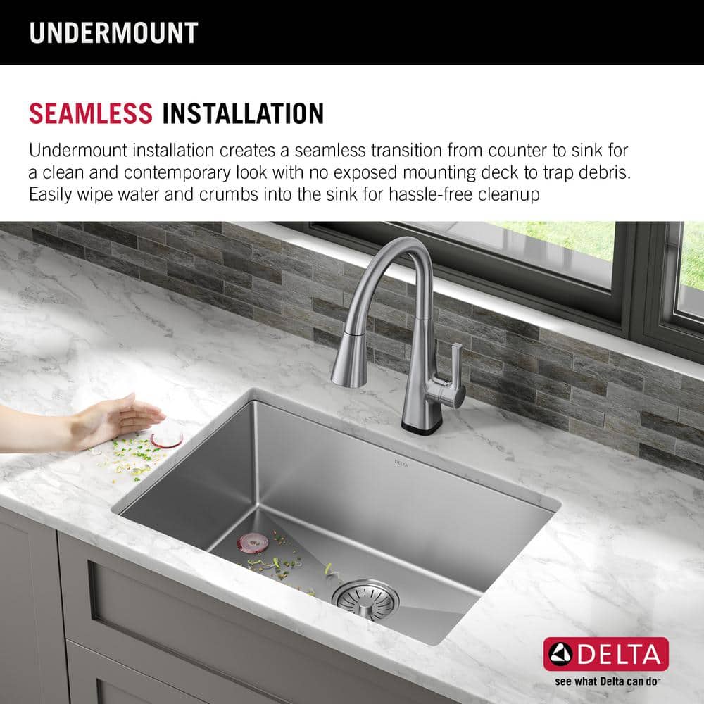 26" Satin Stainless Steel Undermount Single Bowl Kitchen Sink