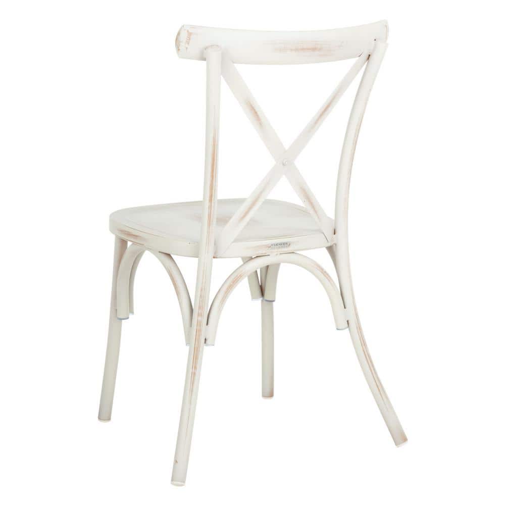 Elia Distressed White Aluminum Outdoor Dining Chair Set