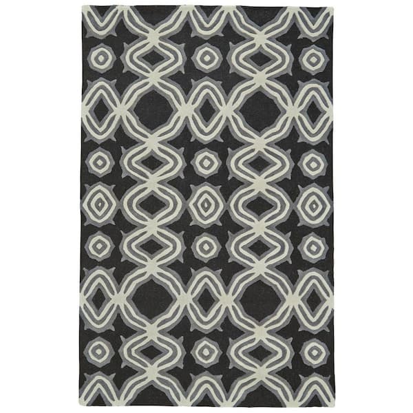HomeRoots 5 x 8 Black, Gray, Ivory Abstract Area Rug