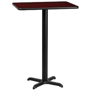 24 in. x 30 in. Rectangular Black and Mahogany Laminate Table Top with 22 in. x 22 in. Bar Height Table Base