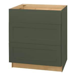 Avondale 30 in. W x 24 in. D x 34.5 in. H Ready to Assemble Plywood Shaker Drawer Base Kitchen Cabinet in Fern Green