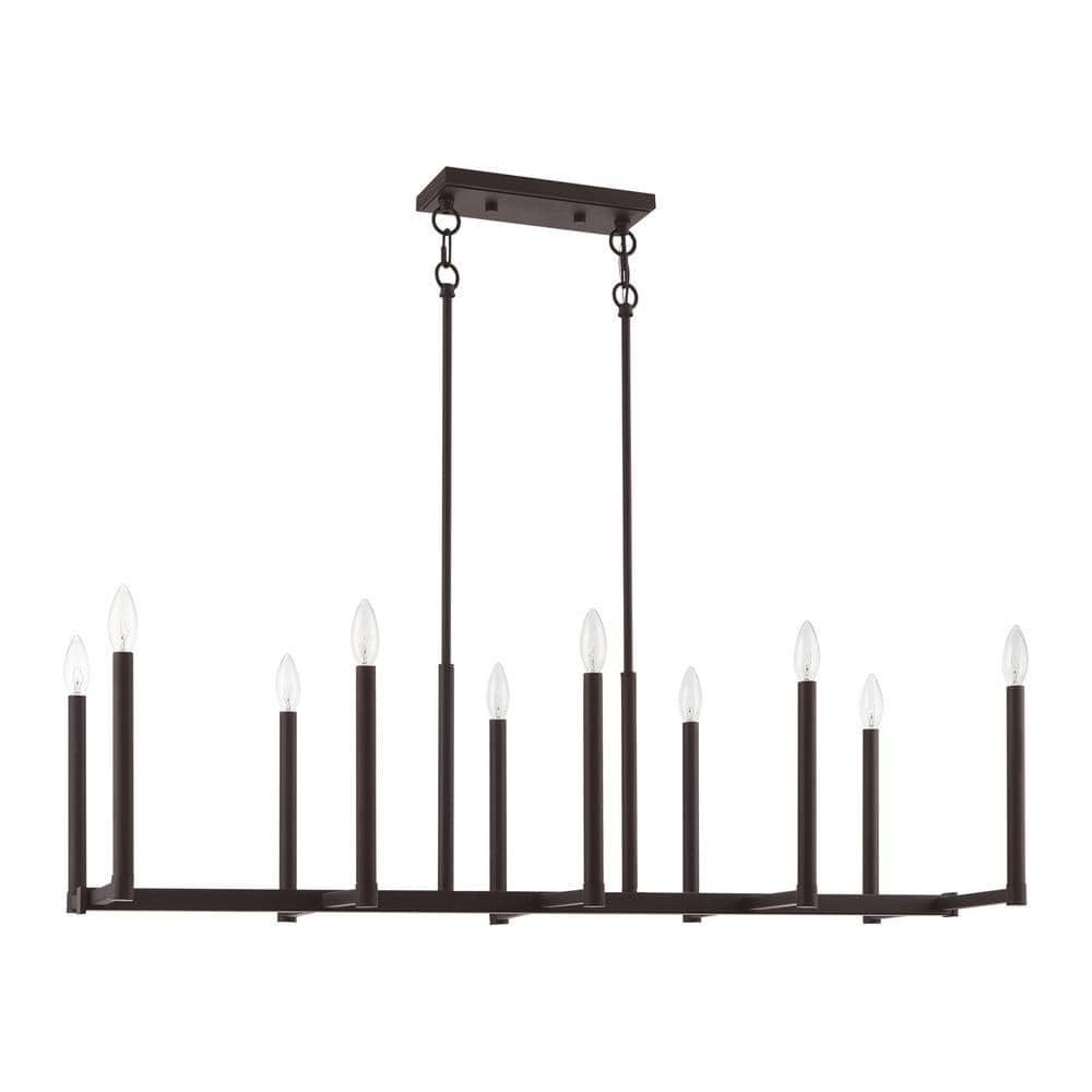 Alpine Bronze 10-Light Linear Steel Chandelier