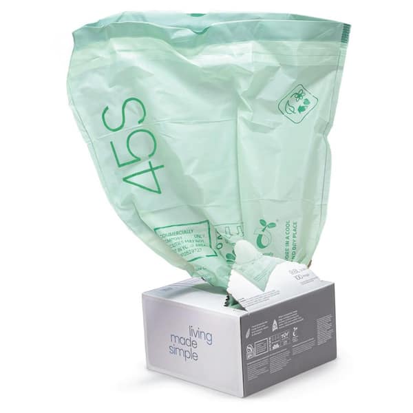 Home Zone Living 11.9 Gal. Compostable Kitchen Trash Bags 60-Count with Drawstring Handle