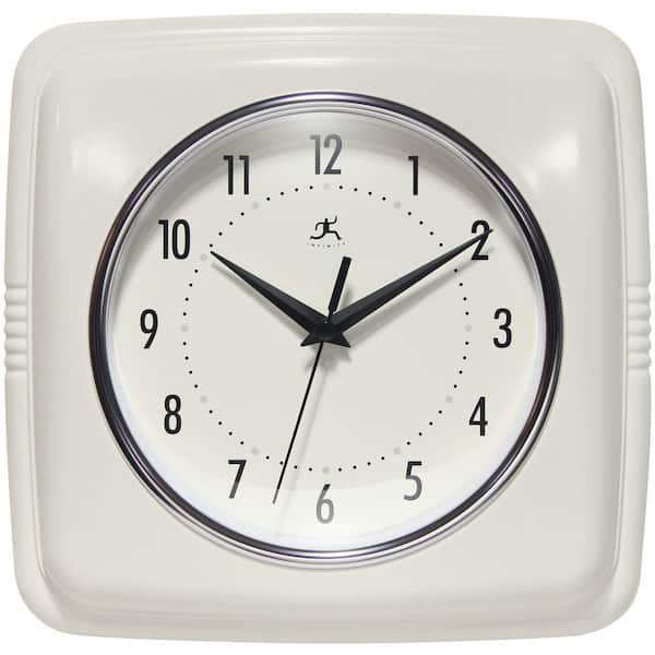 Retro Square Ivory Resin Wall Clock, 9.25 in.