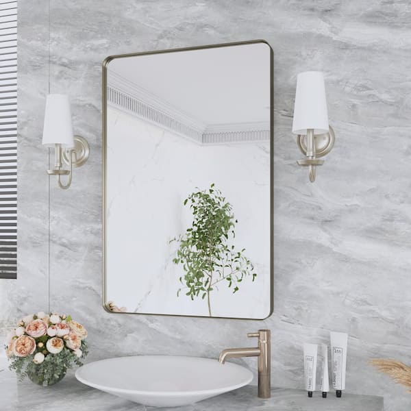 Klajowp 36 in. W x 24 in. H Rectangular Framed Wall Mounted Bathroom Vanity Mirror in Brushed Bronze