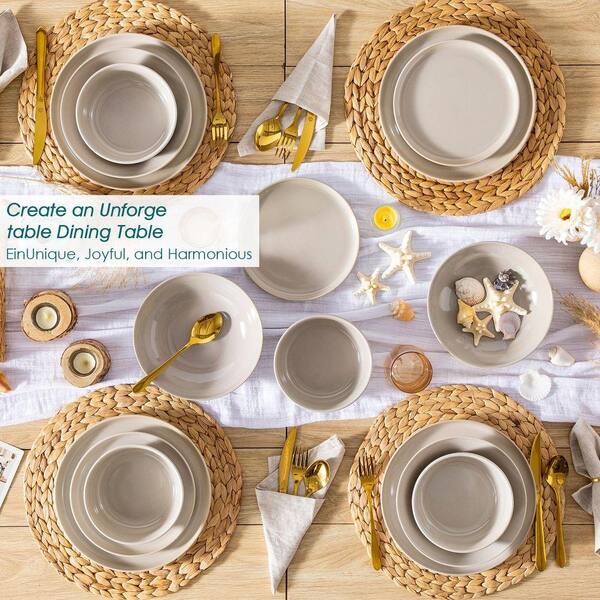 vancasso 24-Piece Gray Stoneware Dinnerware Set Service for 6