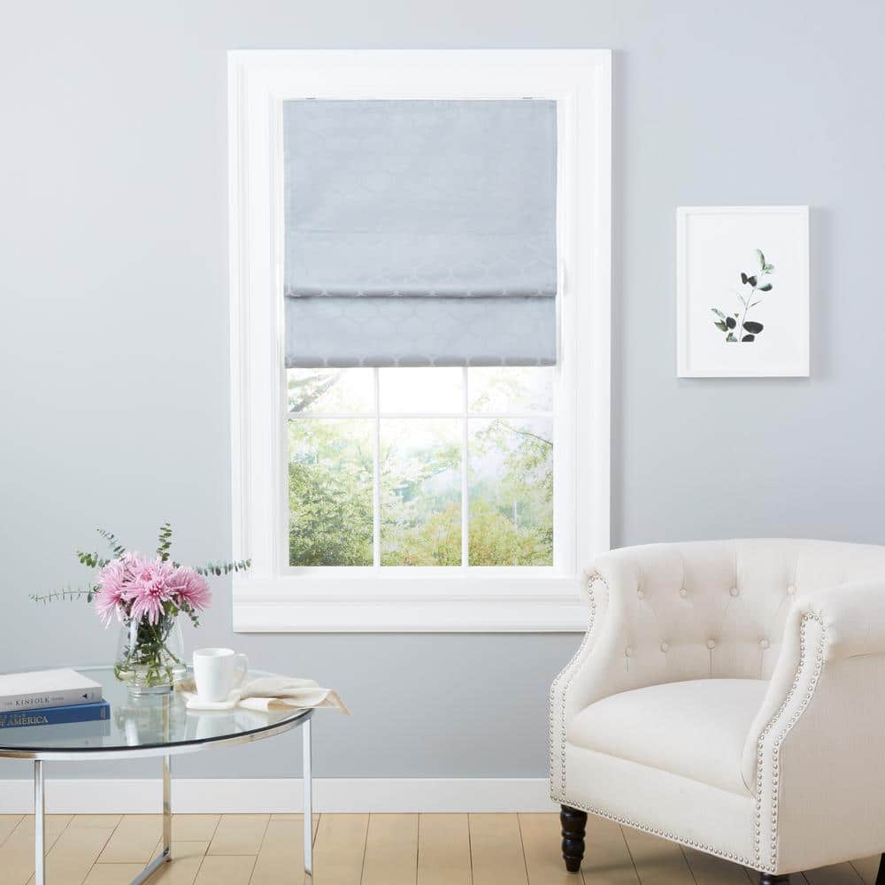 Silver Cordless Blackout Fabric Roman Shade 34" x 64"