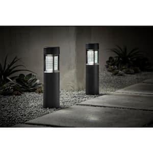 Limestone Solar 10 Lumens Matte Black Integrated LED Bollard Light with Motion Sensor and Adjustable Height (2-Pack)