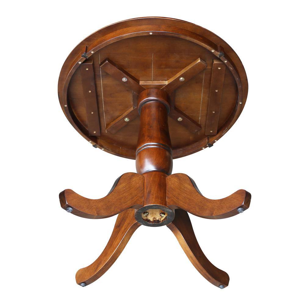 Farmhouse Espresso 30" Round Wood Pedestal Dining Table