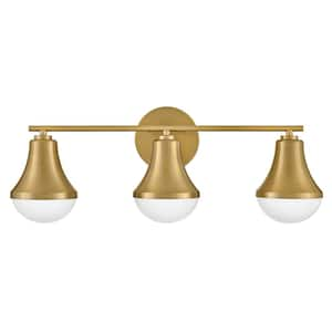 Haddie 24.0 in. 3-Light Lacquered Brass Vanity Light