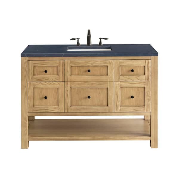 James Martin Vanities Breckenridge 48.0 in. W x 23.5 in. D x 34.2 in. H Bathroom Vanity in Light Oak with Charcoal Soapstone Quartz Top