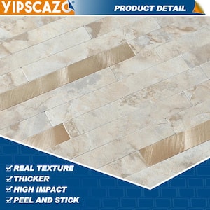 Marble Collection Ecru 12 in. x 12 in. PVC Peel and Stick Tile (10 sq. ft. /10-Pack)