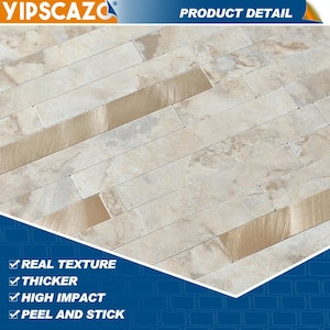 Marble Collection Ecru 12 in. x 12 in. PVC Peel and Stick Tile (5 sq. ft./5-Sheets)