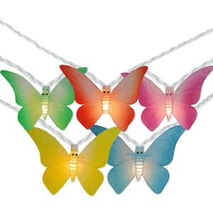 7.25 ft. 10-Light Clear Incandescent Summer Butterfly Outdoor Patio String Lights White Wire