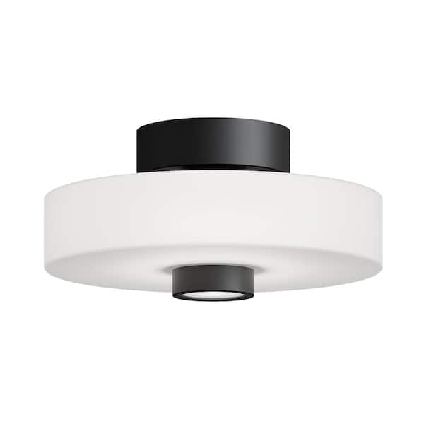 AFX Sydney 13 in. 1-Light Black LED Semi-Flush Mount