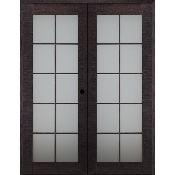 Belldinni 56 in.x 80 in. Left-Handed Active Black Apricot Glass Manufactured Wood Stard Double Prehung French Door