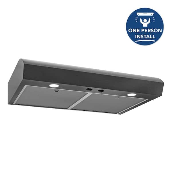 Mantra 30 Inch 350 Maz Blower, 1.5 Sones, Convertible, Under-Cabinet Range Hood, Black Stainless Steel, ENERGY STAR