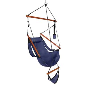 36.3 in. Portable Hammock Rope Chair Outdoor Hanging Air Swing in Blue