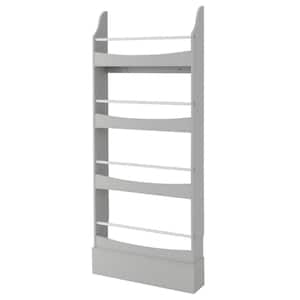 23.5 in. W Grey 4-Tier Kids Bookshelf Toy Storage Bookcase Rack Wall with Anti-toppling Kits