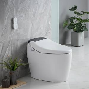 One-Piece 1.28 GPF Auto Single Flush Elongated Toilet in White with Remote Control, Massage Functions and Heated Seat