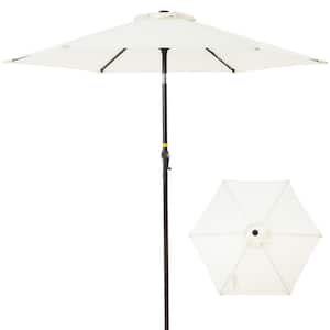7.5 ft. Heavy-Duty Steel Market Patio Umbrella with Push Button Tilt and Crank in Beige