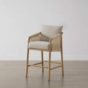 Spruce & Spring Ivy 27.4 in. Cream Fabric Woven Rope Counter Stool with ...