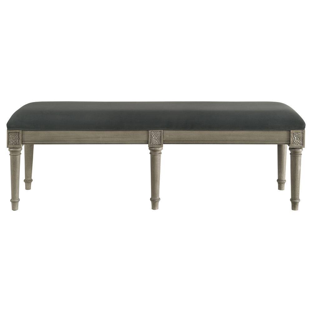 Alderwood Transitional French Grey Upholstered Bench