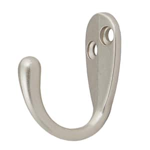 J-Hook Robe/Towel Hook Light Duty Single Hook in Satin Nickel (5-Pack)