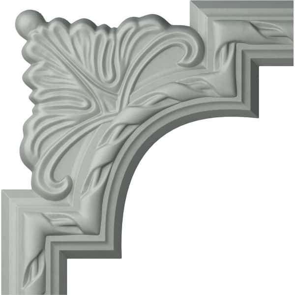 Ekena Millwork 9-3/8 in. x 3/4 in. x 9-3/8 in. Urethane Valeriano French Ribbon Panel Moulding Corner (Matches Moulding PML02X00VA)