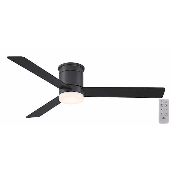 Hampton Bay Conjure 52 in. Indoor Matte Black Ceiling Fan with Adjustable White Integrated LED with Remote Included