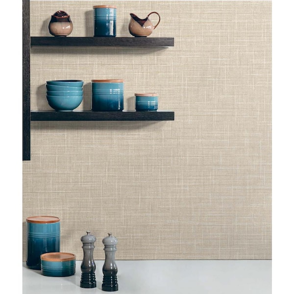 60.75 sq. ft. Tedlar Toast Grasmere Weave High Performance Vinyl Unpasted Wallpaper Roll