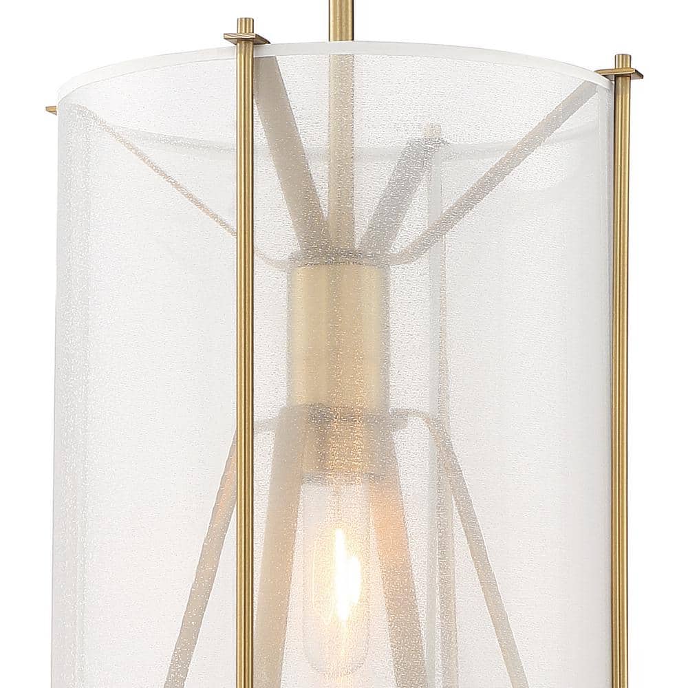 Daybreak Soft Translucent Organza & Warm Brass Drum Pendant