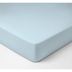 1-Piece Light Blue, Solid 100% Organic Cotton, Full (54 in. x 75 in.), Smooth and Breathable, Super Soft, Fitted Sheet