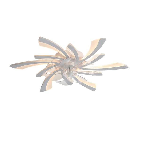 OLUZFAN Modern 30 in. (2.5 ft.) Indoor White Low Profile Ceiling Fan with LED Dimmable Light and Remote Included-WHITE