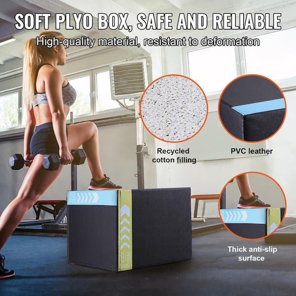 SKYSHALO 3 in. 1 Plyometric Jump Box 20/18/16 in. Cotton Plyo Box