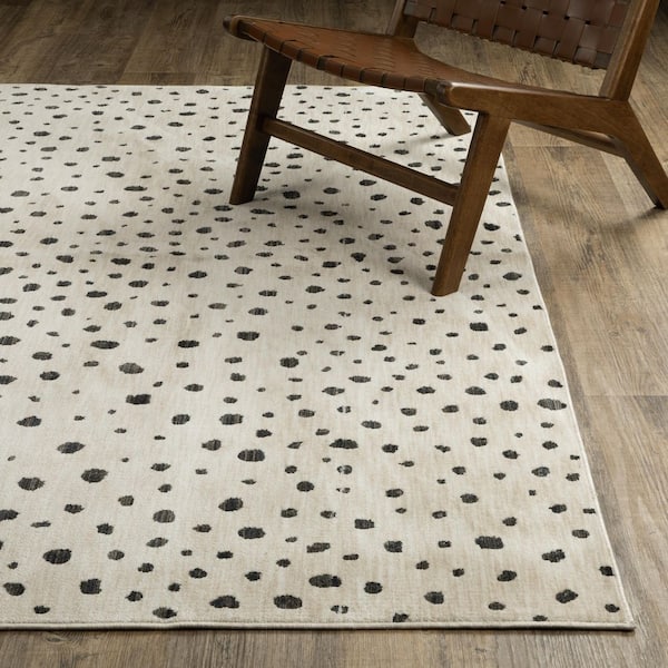 Helix Beige/Black 10 ft. x 13 ft. Modern Polka Dot Indoor Area Rug