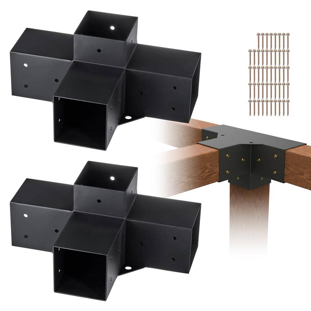 VEVOR Pergola Bracket Kit 4 in. x 4 in. 2-Piece 4-Way Heavy-Duty Corner ...