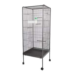 Gray Steel Bird Cage with Rolling Stand