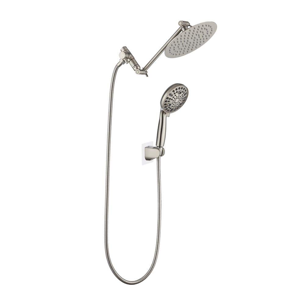 9-Spray Dual 5.5 in. Wall Mount Shower Head Fixed and Handheld Shower Head 2.2 GPM in Brushed Nickel price history on PriceWatchPro