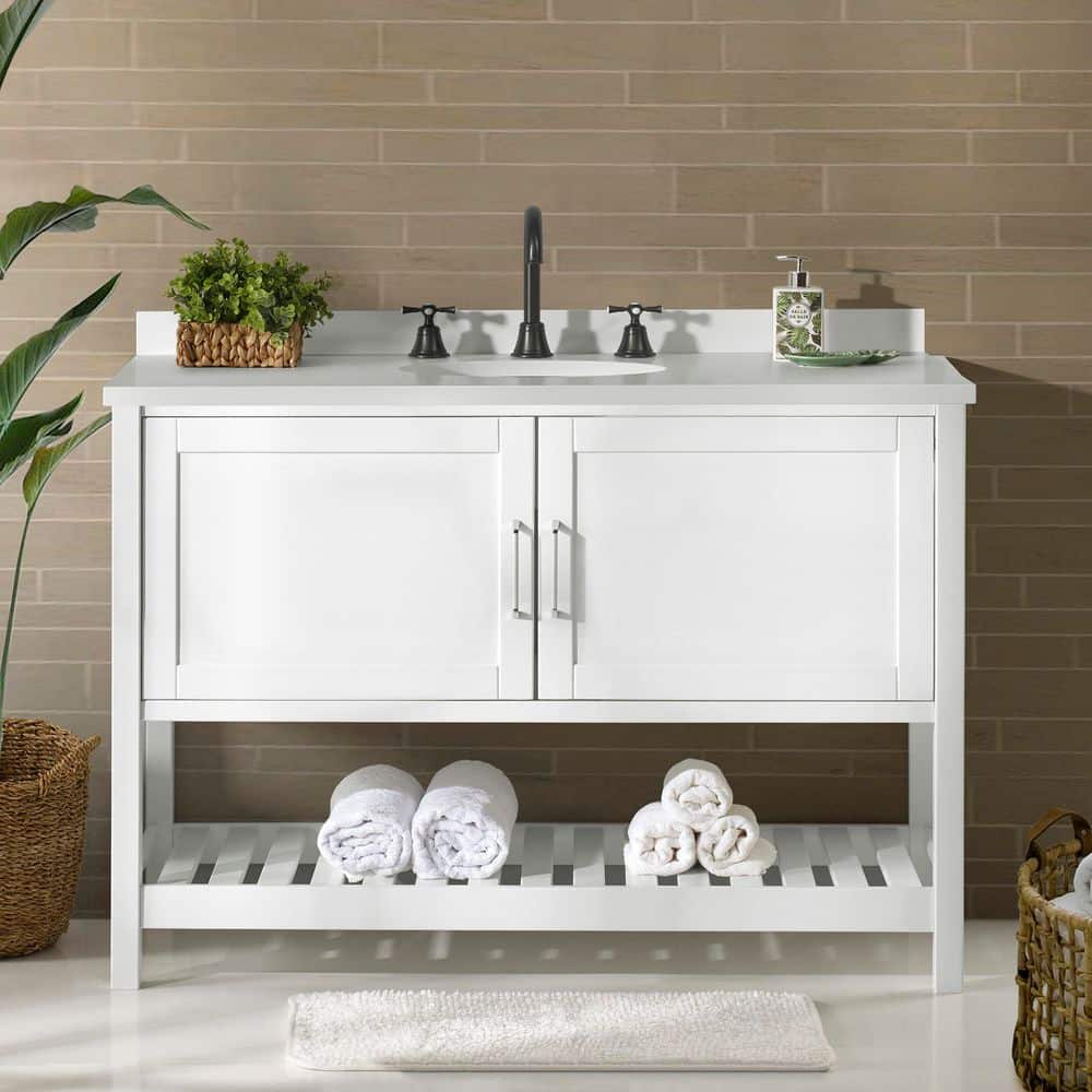 Bennet 48" White Pine Wood Freestanding Vanity Cabinet