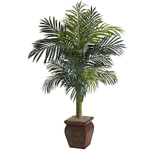 4.5 ft. Artificial Golden Cane Palm with Decorative Container